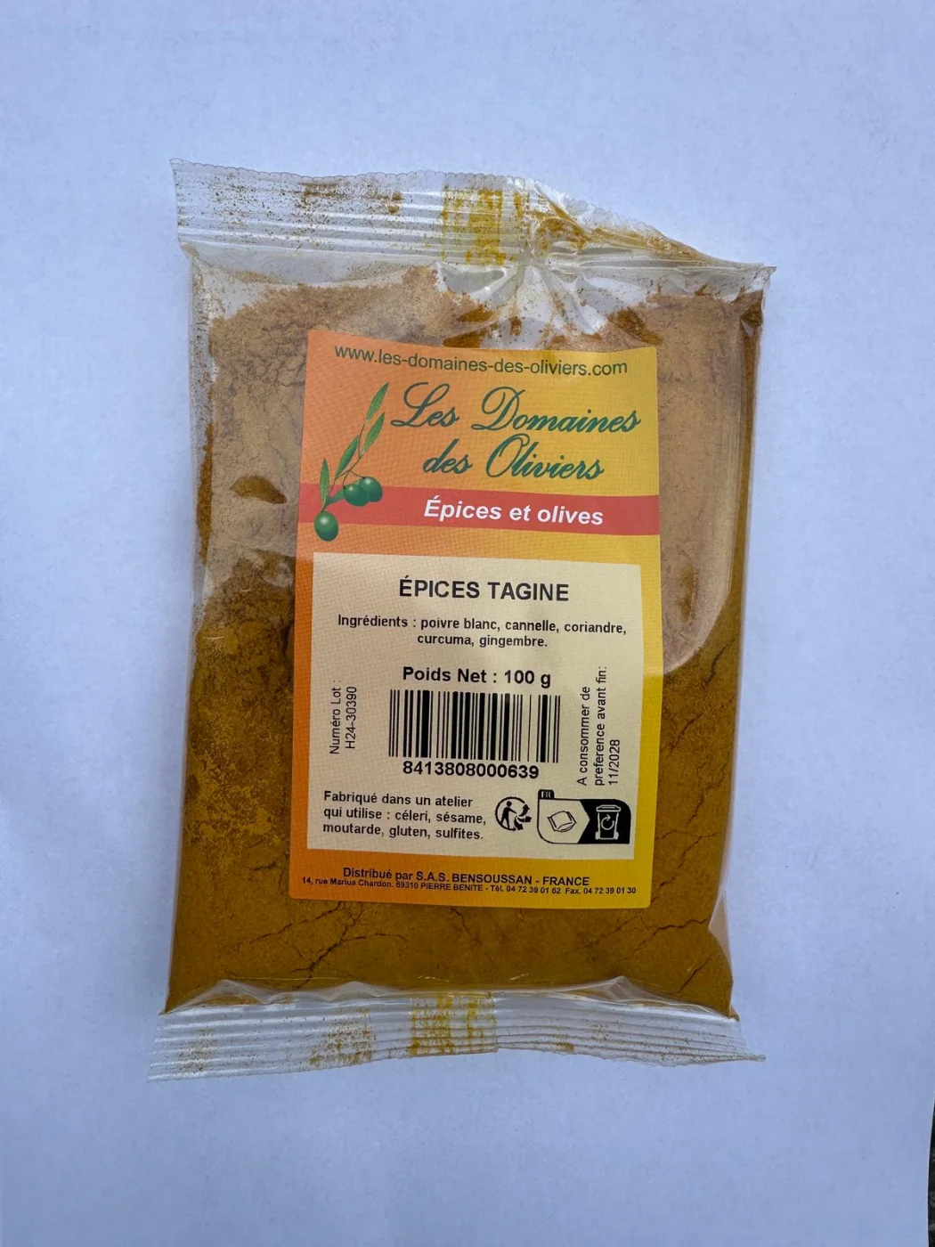 Epices tagine 100g Domaine des Olivier Exp:11.2028 -lot:H24-30390